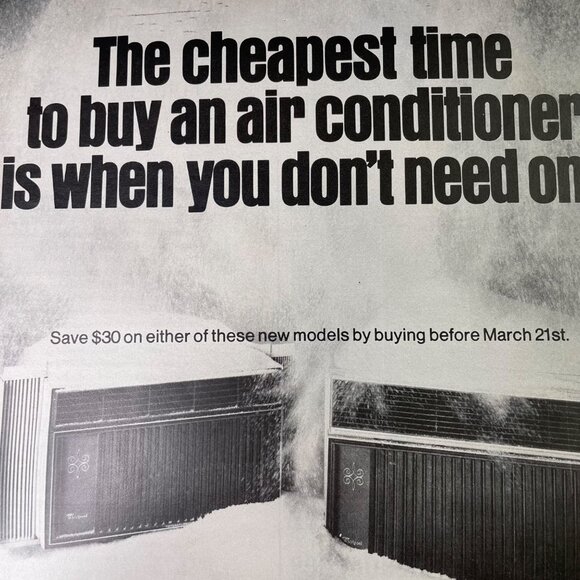 1970 Whirlpool Air Conditioner Full Page Vintage Print Unit in Snow u - Picture 2 of 7